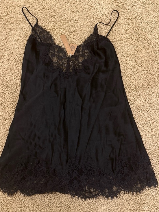 SKIMS Dresses & Skirts - NWT Skims Silk Lace-Trim Black Slip Chemise with Adjustable Straps